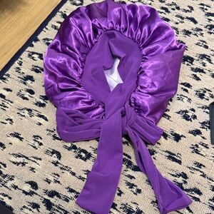 Purple Satin Bonnet with Ties